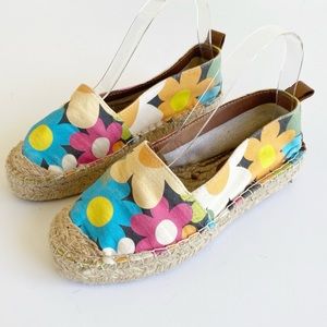 Sundias Mod Floral Canvas Espadrilles Shoes Size 38 US 6.5-7